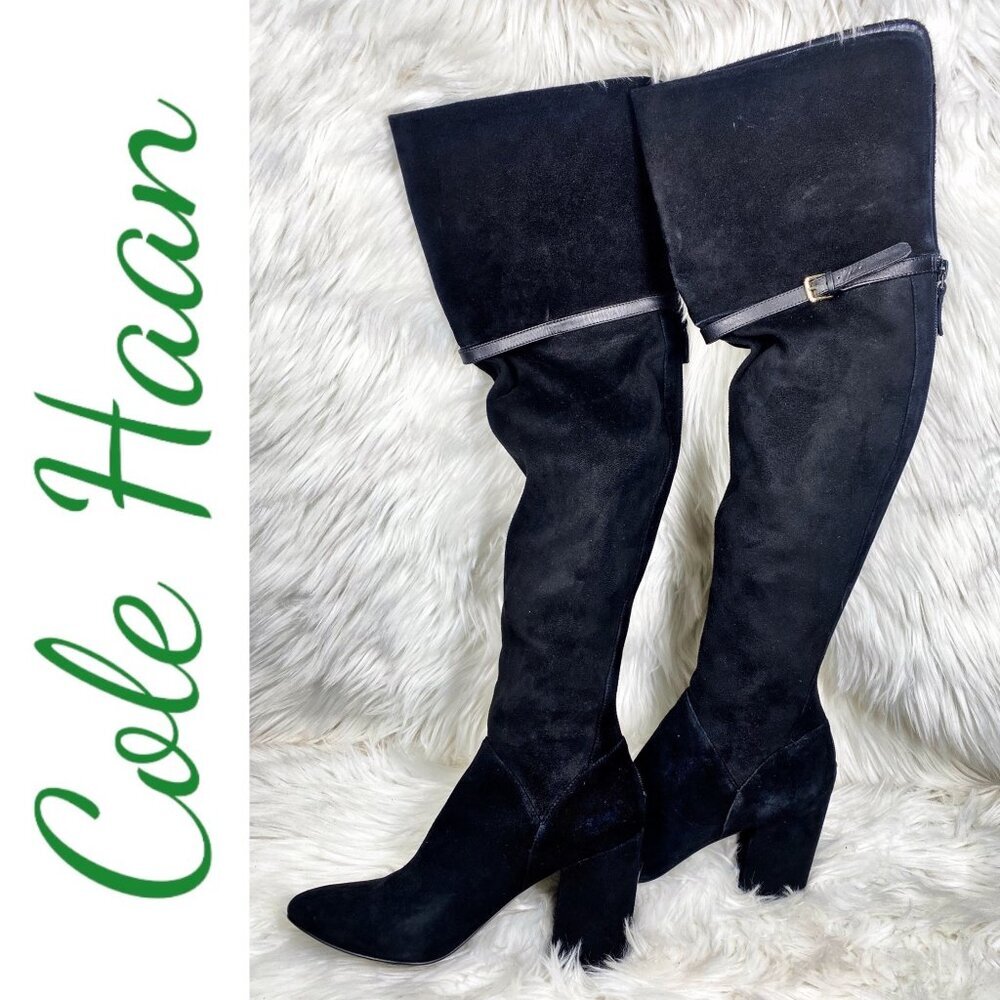 COLE HAAN DARCIA Over-the-Knee Black Suede Boot, Size‎ 7
